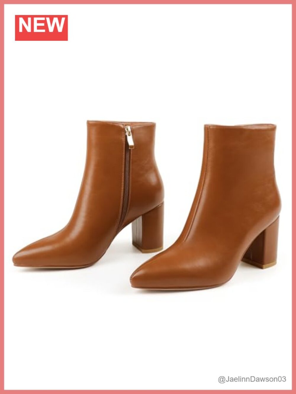 Women's Ankle Boots Chunky Block Heel Pointed Toe Zipper Booties Faux Leather